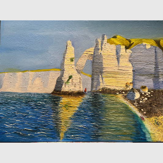 Cliffs at Etretat, 16 x 20 in.,Oil, Masonite, 2019