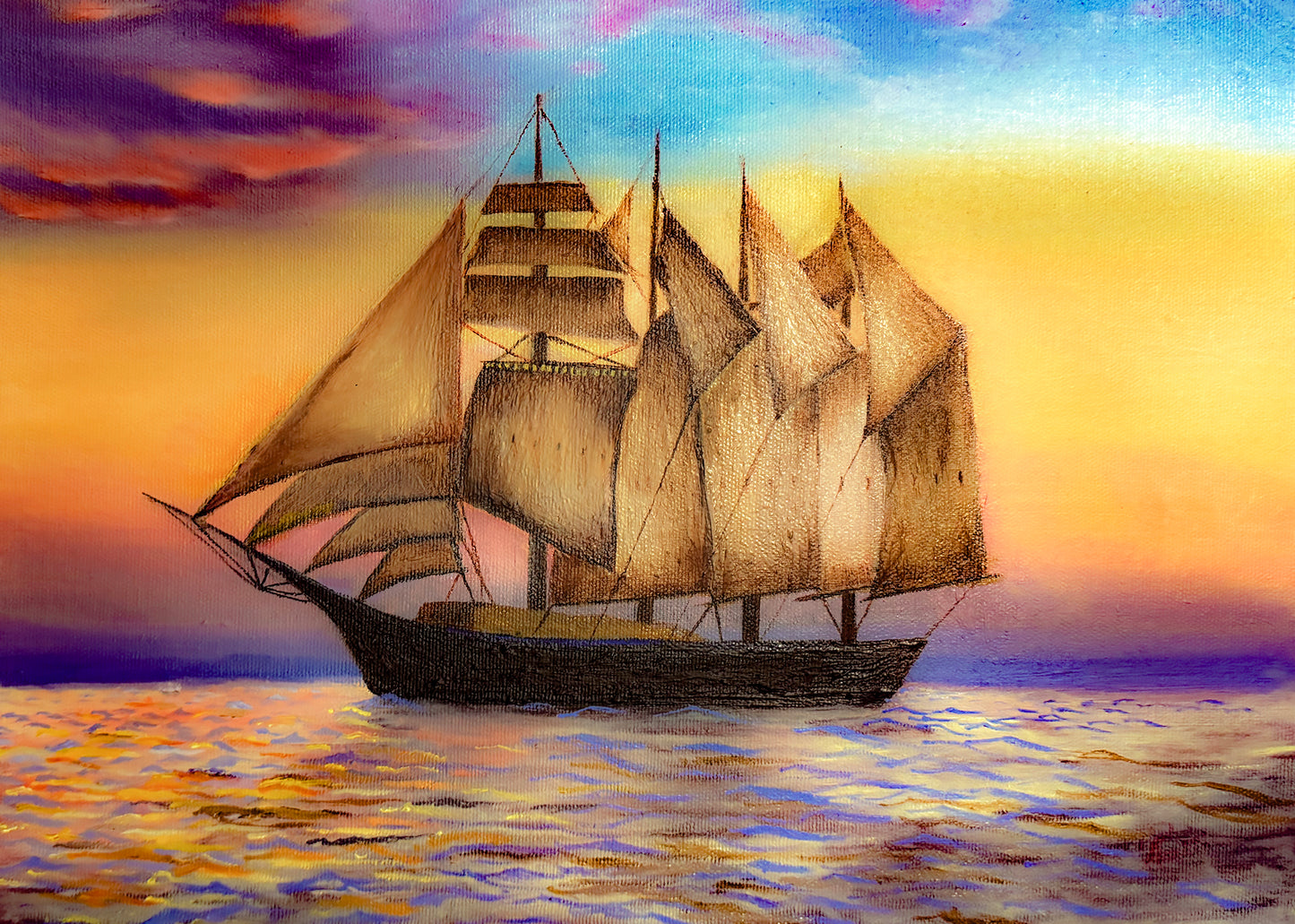 Four-Masted Barquentine, 11 x 14 in., Oil, Canvas, 2013