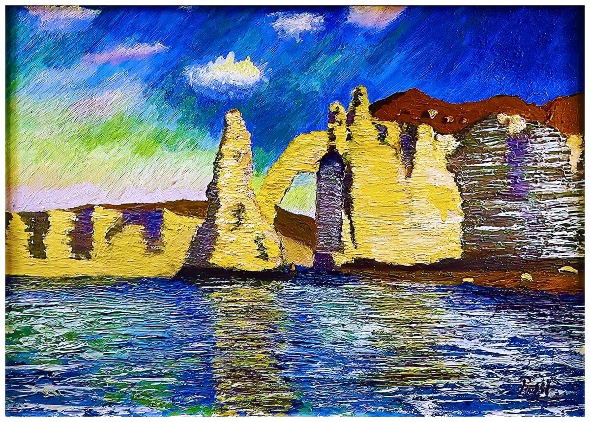 Cliffs at Etretat, 2019, oil on masonite, 16 x 20 inches - Rossi