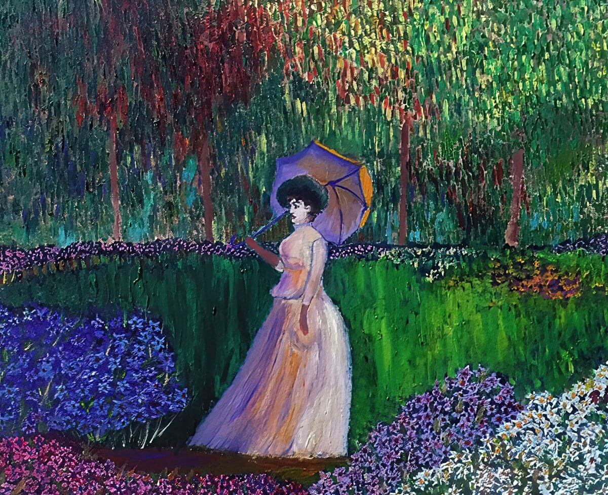 Girl on an Azalea Garden, 2016, oil on canvas, 16 x 20 inches - Rossi