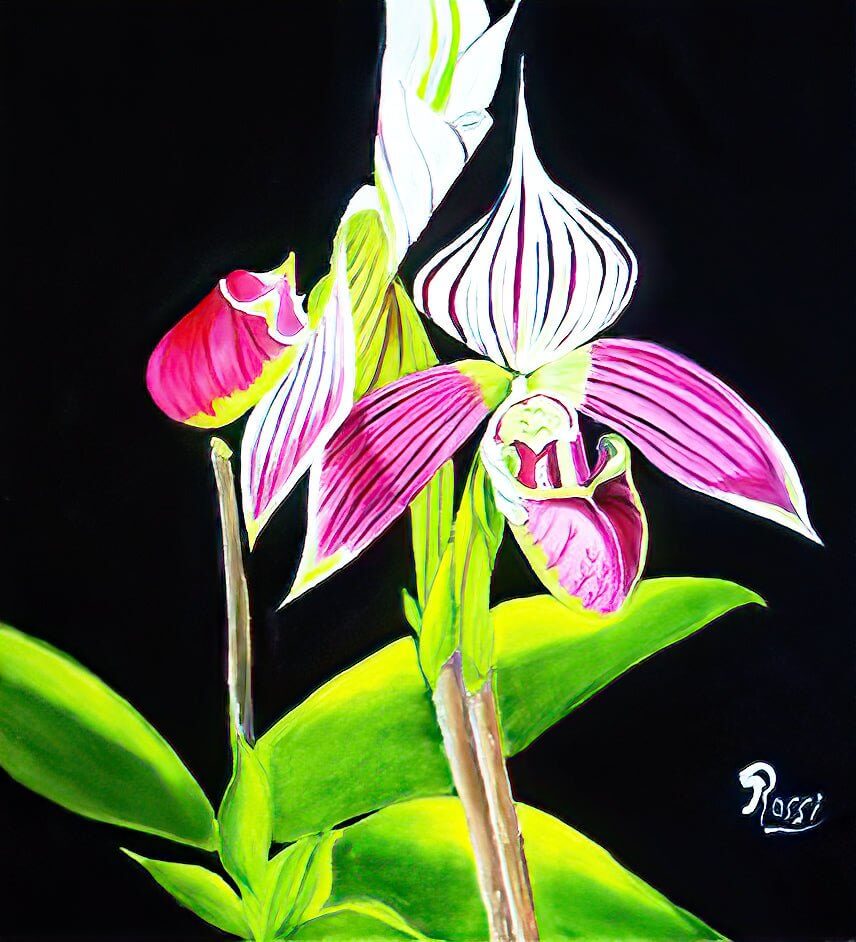 Lady Slipper Orchid, 2014, oil on canvas, 12 x 12 inches - Rossi