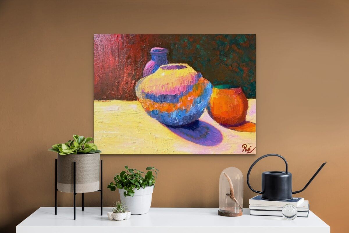 Sunny Vases, 16 x 20 in., Oil, Canvas, 2019 - Rossi Kelton Fine Art